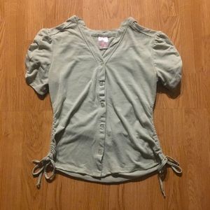 No Boundaries Ruched Light Green Junior’s Top Small (3-5)